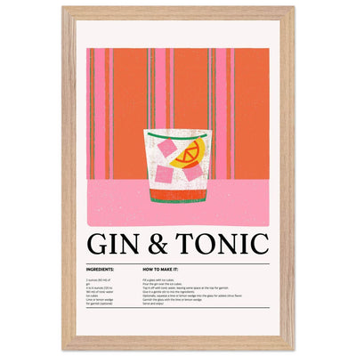 Gin Tonic Cocktail Recipe Minimalist Design Print - Vibrantwalls