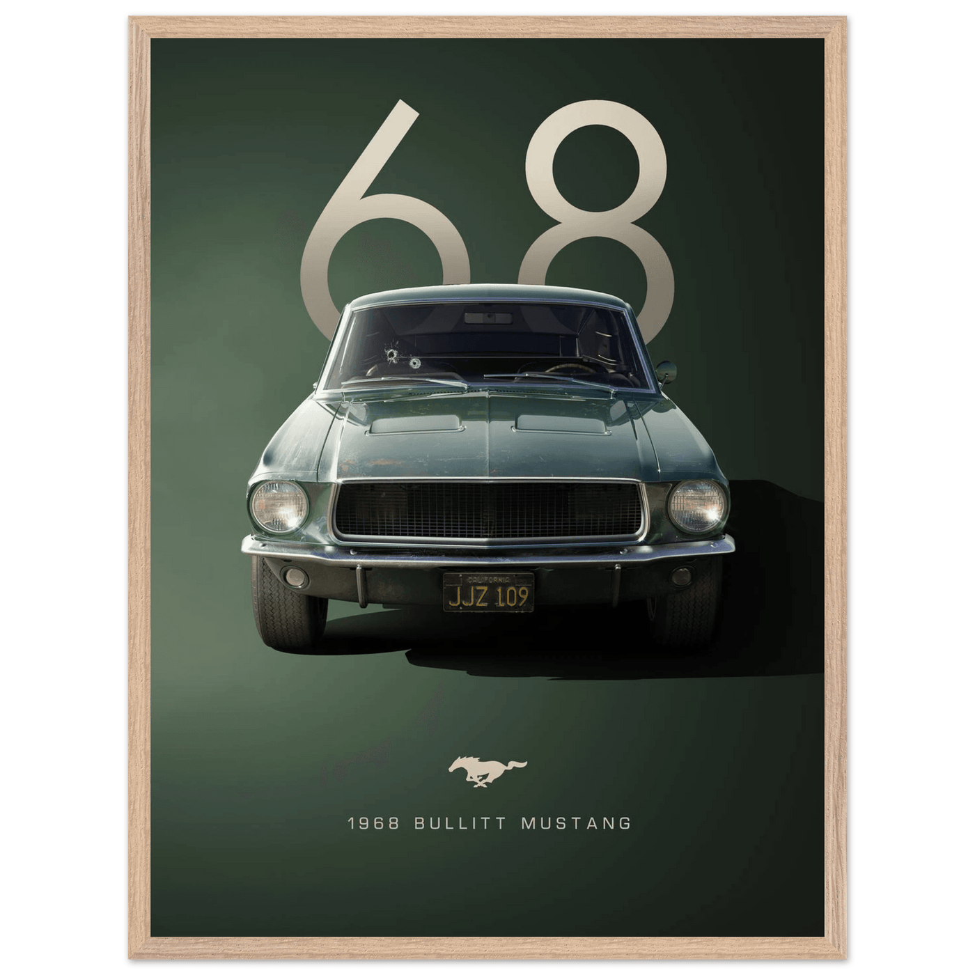 1968 Bullitt Mustang GT - 50th Anniversary Framed Poster | Iconic Automotive Art, Ready-to-Hang - Vibrantwalls