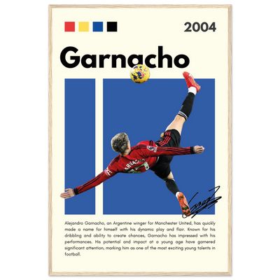 Alejandro Garnacho Manchester United Dynamic Football Poster 60x90 cm 24x36″ Wood frame Vibrantwalls