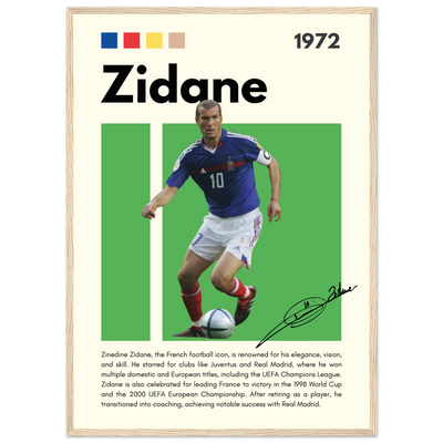 Zinedine Zidane Football Legend Framed French Poster 50x70 cm 20x28″ Wood frame Vibrantwalls