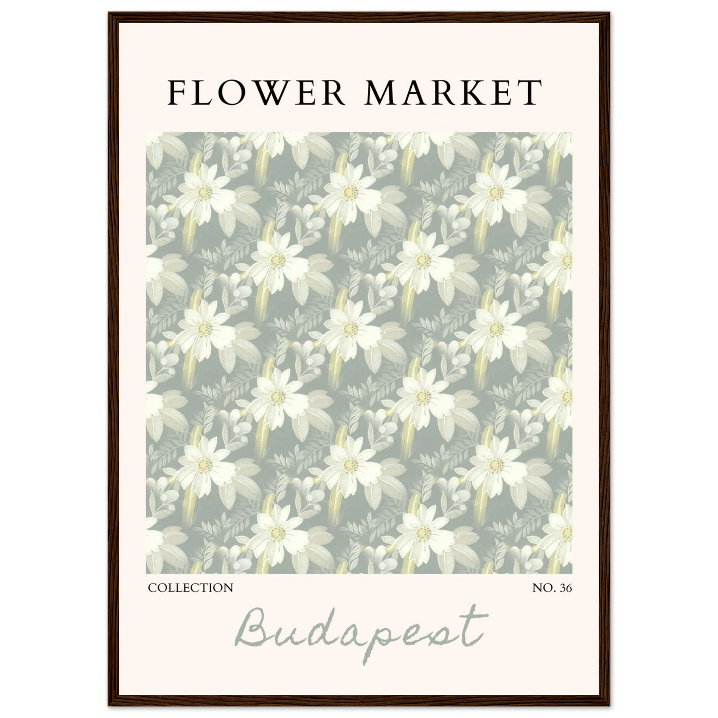 Budapest Flower Market Framed Poster – Elegant Botanical Art Print in Sage Green | Ready-to-Hang Wall Decor - Vibrantwalls