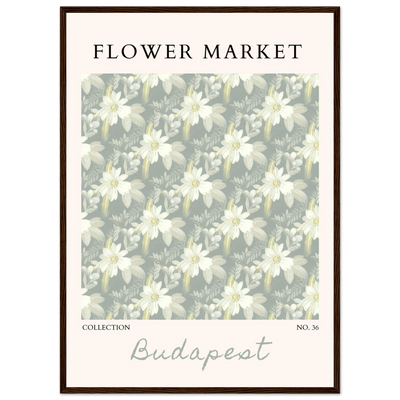 Budapest Flower Market Framed Poster – Elegant Botanical Art Print in Sage Green | Ready-to-Hang Wall Decor - Vibrantwalls