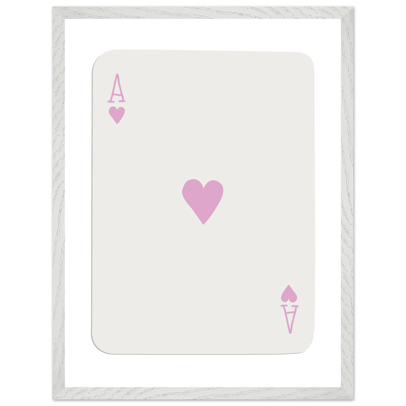 Minimalist Ace of Hearts Poker Card Print - Mounted Framed Poster Art, Eco-Friendly Wood Frame - Vibrantwalls