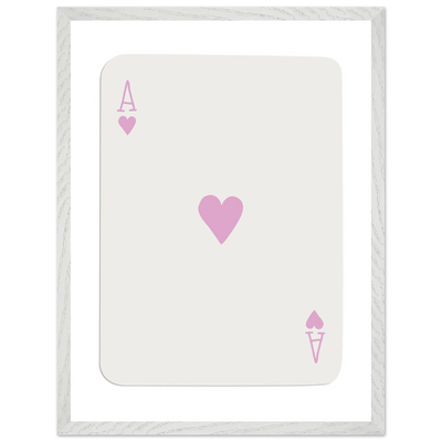 Minimalist Ace of Hearts Poker Card Print - Mounted Framed Poster Art, Eco-Friendly Wood Frame - Vibrantwalls