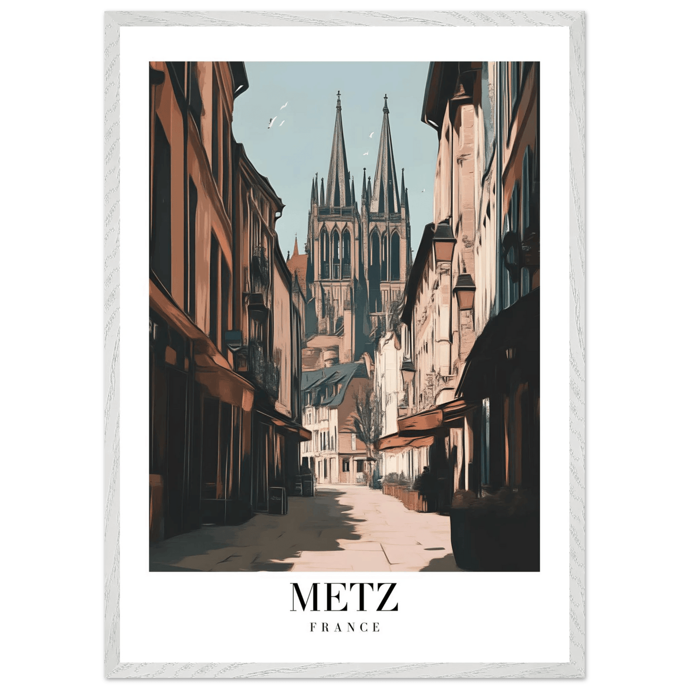 Metz France Framed Poster – Vintage European Cityscape Wall Art with Customizable Wooden Frame - Vibrantwalls