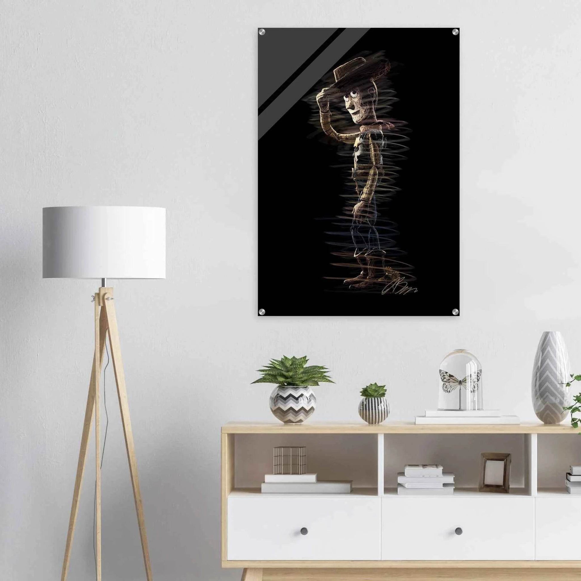 Abstract Woody 'Howdy' Acrylic Print – Dynamic, Whimsical, Modern Wall Art in Multiple Sizes - Vibrantwalls