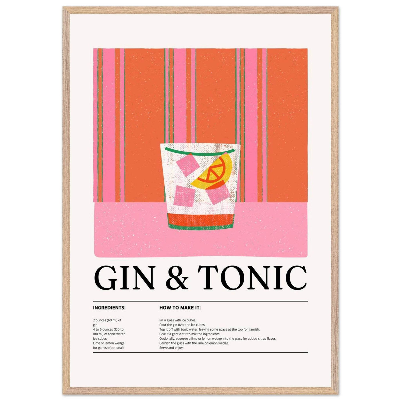 Gin Tonic Cocktail Recipe Minimalist Design Print - Vibrantwalls