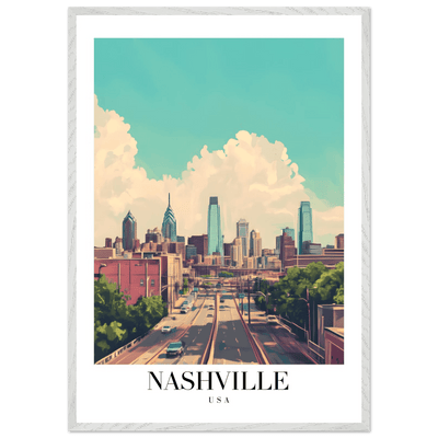 Nashville USA Framed Poster – Vibrant Urban Wall Art with Wooden Frame - Vibrantwalls