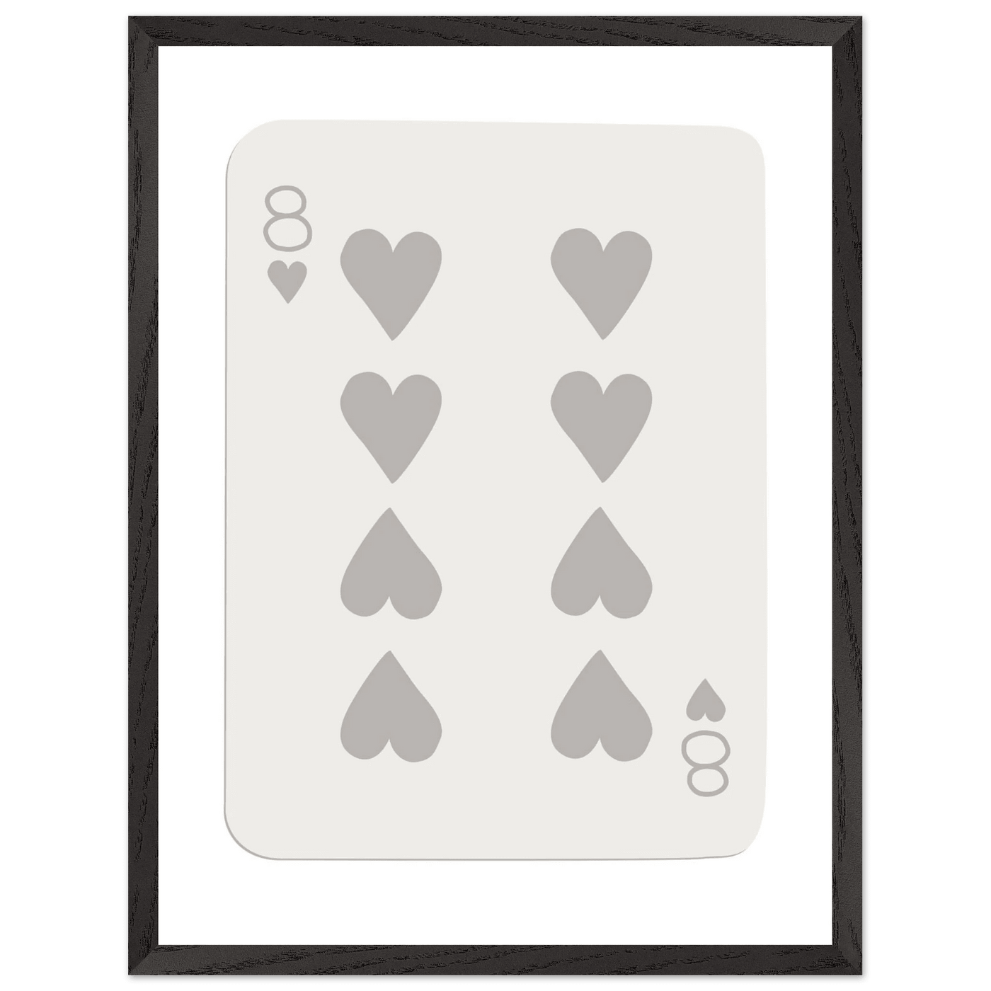 Minimalist Eight of Hearts Poker Card Print - Mounted Framed Eco-Friendly Wood Art - Vibrantwalls
