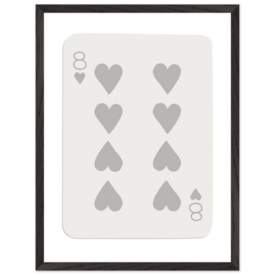 Minimalist Eight of Hearts Poker Card Print - Mounted Framed Eco-Friendly Wood Art - Vibrantwalls