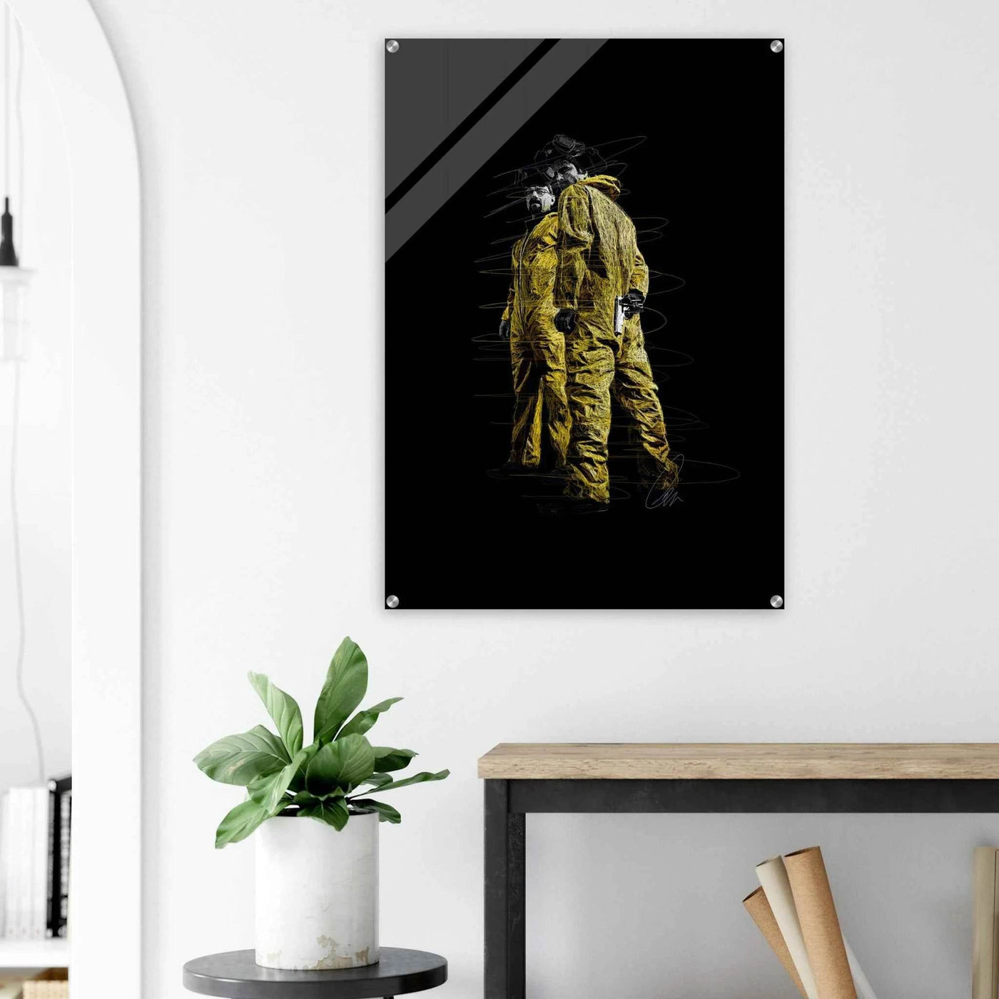 Breaking Bad Hazmat Suit Acrylic Print – Iconic Pop Art, Vibrant & Durable Wall Decor - Vibrantwalls