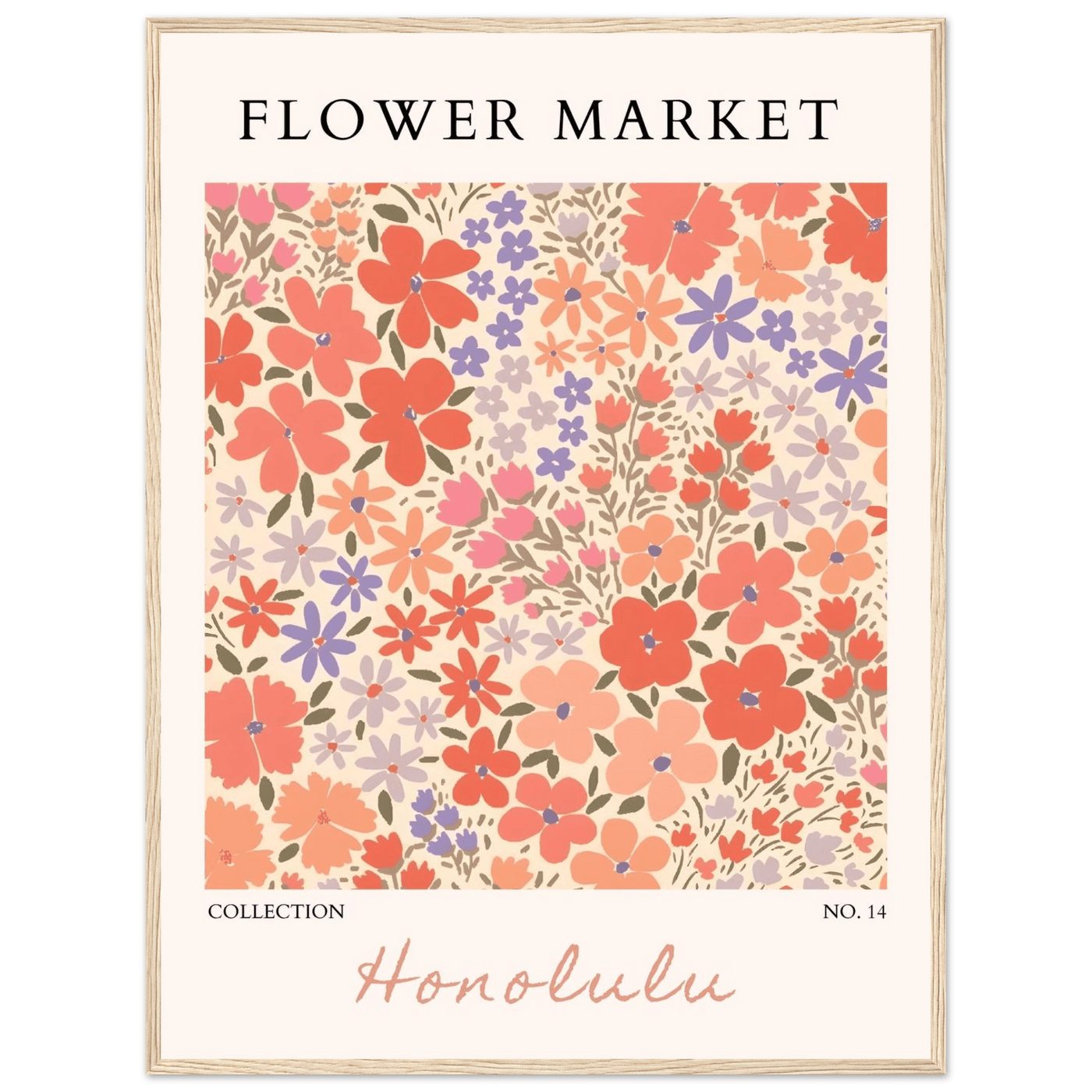 Flower Market Honolulu Framed Poster – Vibrant Floral Art Print | Ready-to-Hang Wall Decor - Vibrantwalls