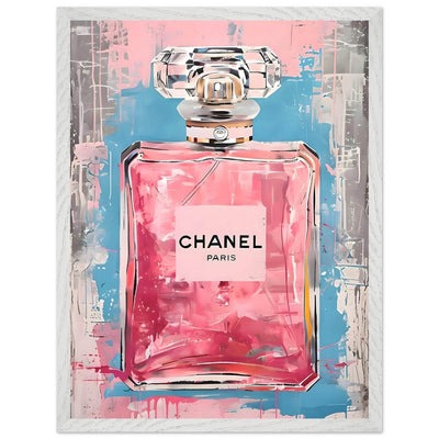 Coco Mademoiselle Chanel Art Print - Pink & Blue Pop Art Style Framed Poster - Vibrantwalls