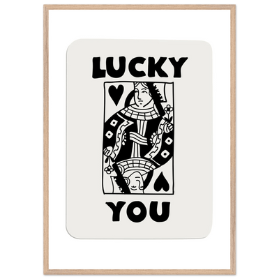 Lucky You Poker Card Queen of Hearts Art Print - Mounted Framed Poster, Eco-Friendly Wood Frame - Vibrantwalls