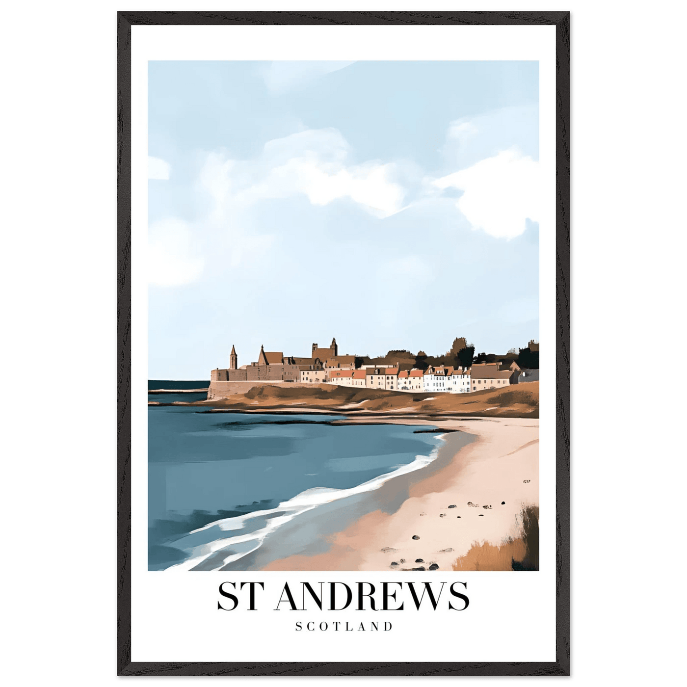 St Andrews Scotland Framed Poster – Coastal Town Wall Art with Wooden Frame - Vibrantwalls