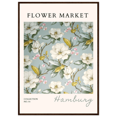 Hamburg 'Flower Market' Framed Poster – Elegant Magnolia & Cherry Blossom Art Print | Ready-to-Hang - Vibrantwalls