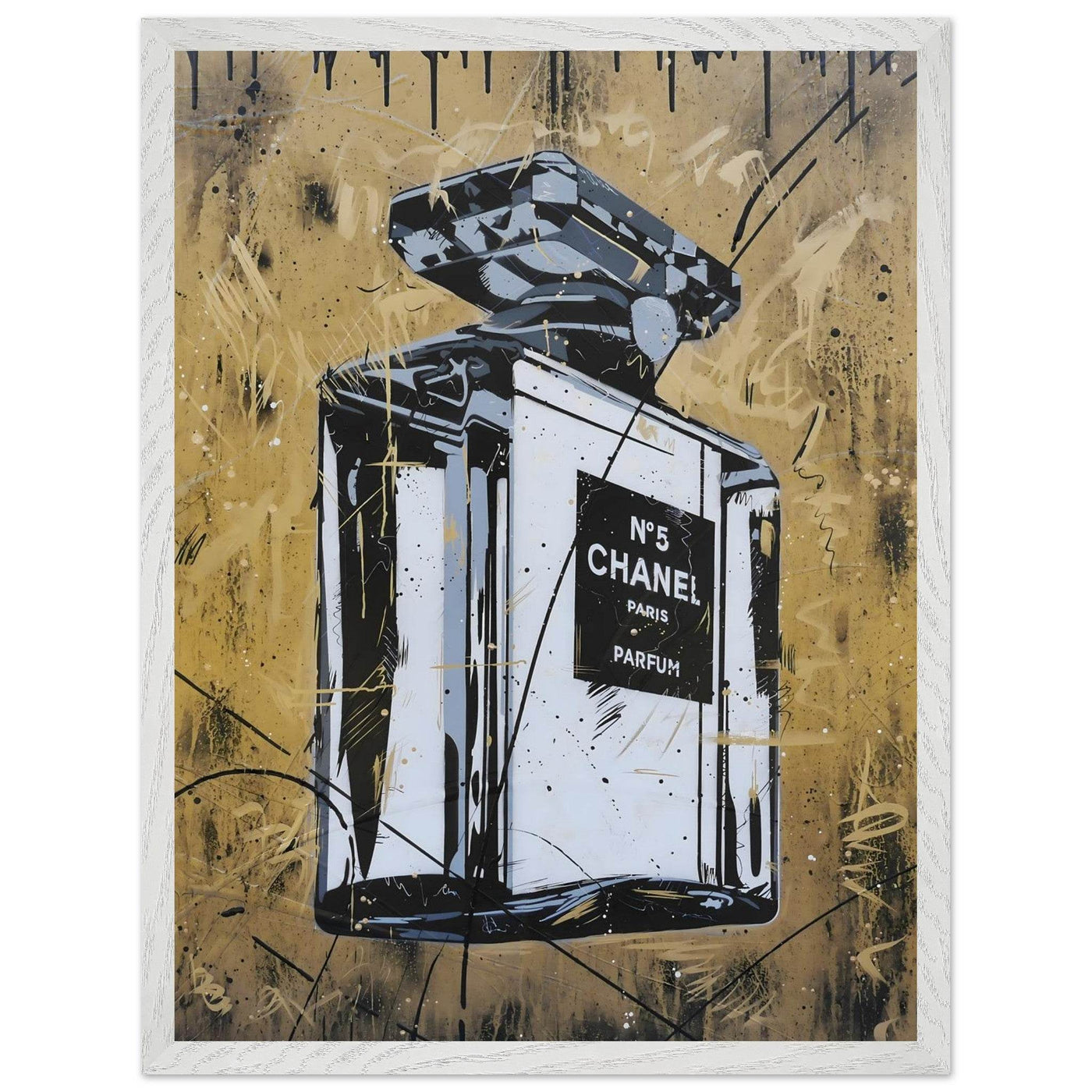 Abstract Chanel N°5 Art Print - Luxury Perfume Wall Art in Premium Mounted Frame - Vibrantwalls