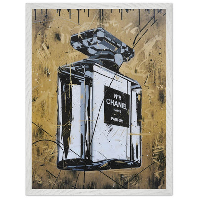 Abstract Chanel N°5 Art Print - Luxury Perfume Wall Art in Premium Mounted Frame - Vibrantwalls