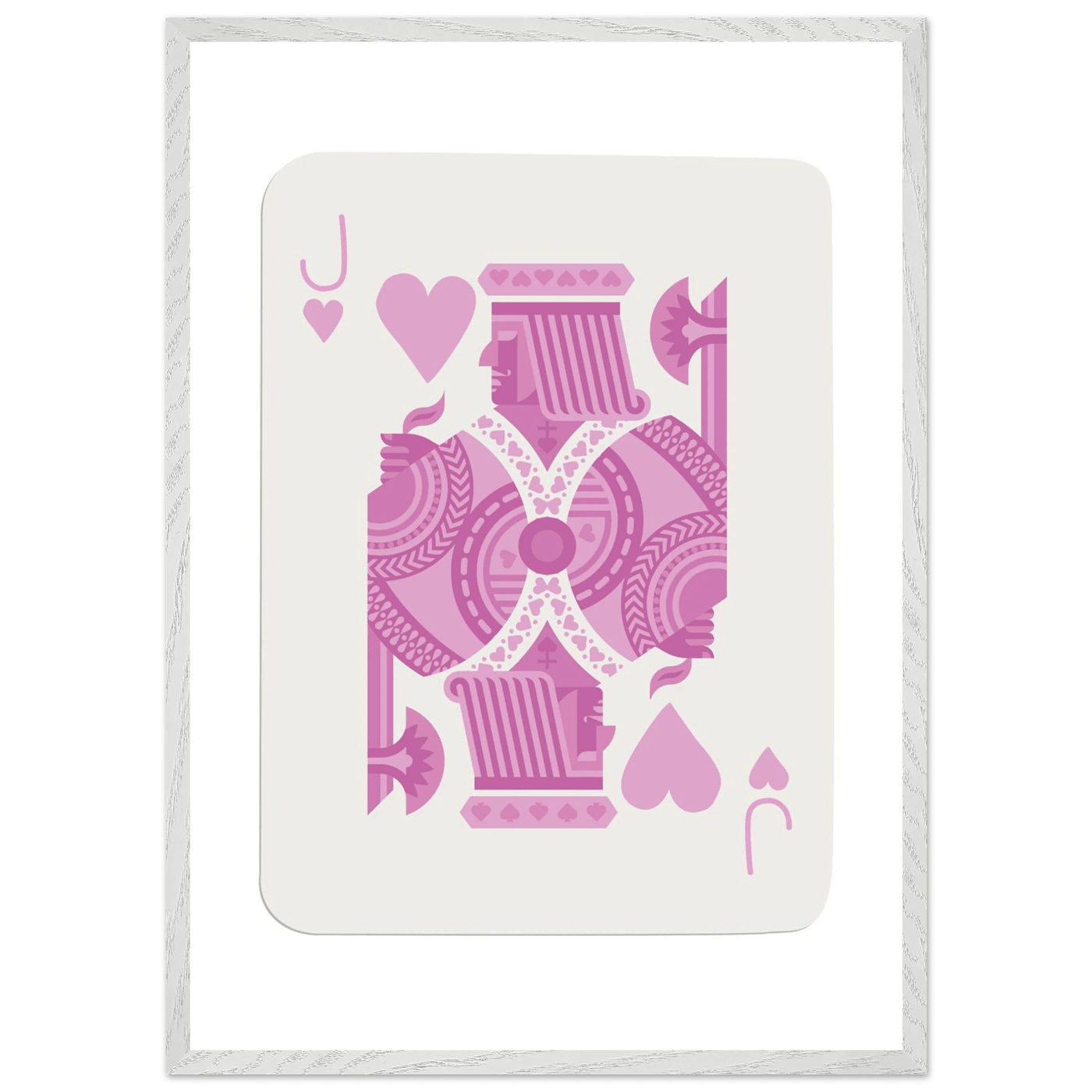 Jack of Hearts Poker Card Print - Eclectic Pink Framed Art - Eco-Friendly Wood Frame, Ready-to-Hang Decor - Vibrantwalls