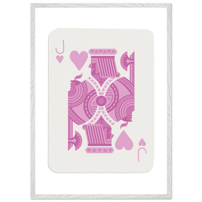 Jack of Hearts Poker Card Print - Eclectic Pink Framed Art - Eco-Friendly Wood Frame, Ready-to-Hang Decor - Vibrantwalls