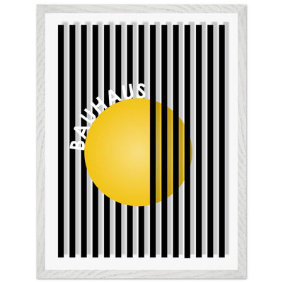 Bauhaus Yellow Circle Wall Art with Modern Stripes - Vibrantwalls