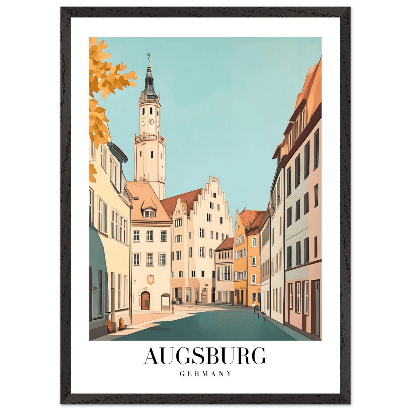 Augsburg Germany Framed Poster – Vintage European Cityscape Wall Art with Wooden Frame in Various Sizes - Vibrantwalls