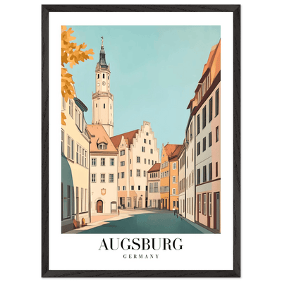 Augsburg Germany Framed Poster – Vintage European Cityscape Wall Art with Wooden Frame in Various Sizes - Vibrantwalls