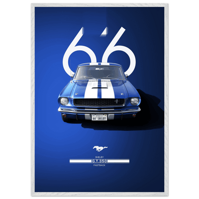 1966 Shelby GT.350 Fastback Framed Poster - Iconic Blue & White Design | Ready-to-Hang Wall Art - Vibrantwalls