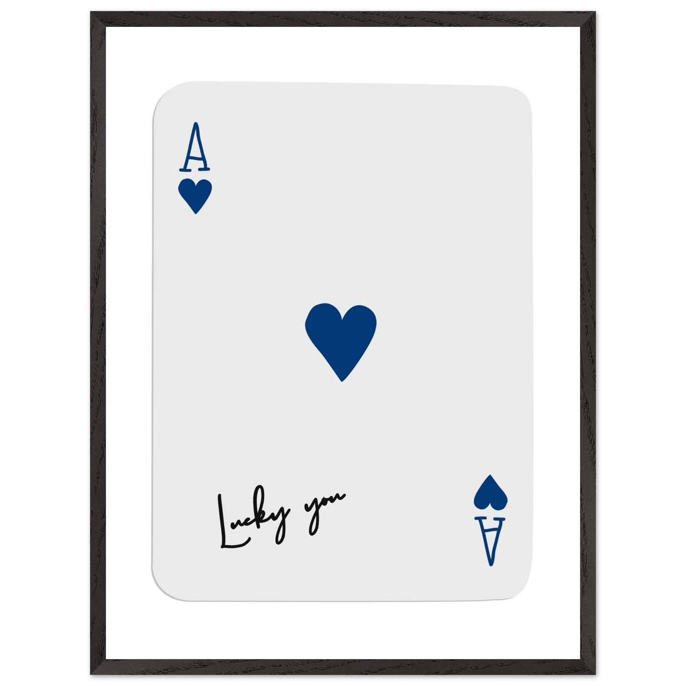 Lucky You Ace of Hearts - Framed Poker Card Art, Minimalist Eclectic Decor, Eco-Friendly Wood Frame - Vibrantwalls