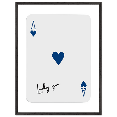 Lucky You Ace of Hearts - Framed Poker Card Art, Minimalist Eclectic Decor, Eco-Friendly Wood Frame - Vibrantwalls