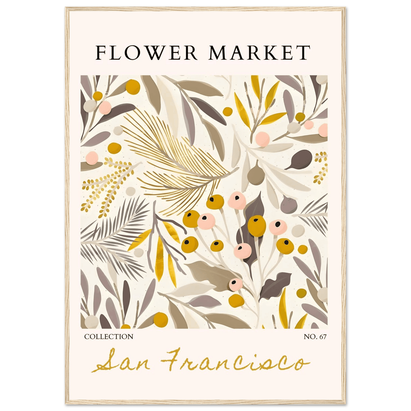 San Francisco Flower Market Collection Framed Poster – Botanical Golden Hues & Abstract Art Prints | Ready-to-Hang - Vibrantwalls