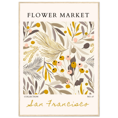 San Francisco Flower Market Collection Framed Poster – Botanical Golden Hues & Abstract Art Prints | Ready-to-Hang - Vibrantwalls