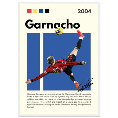 Alejandro Garnacho Manchester United Dynamic Football Poster A1 (59.4 x 84.1 cm) White frame Vibrantwalls