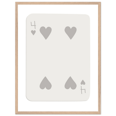 Four of Hearts Poker Card Print - Minimalist Mounted Framed Poster Art, Eco-Friendly Wood Frame - Vibrantwalls