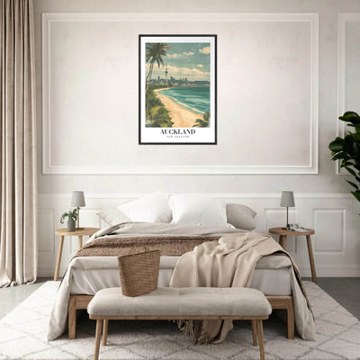 Auckland New Zealand Framed Poster – Vintage Coastal City Travel Wall Art with Wooden Frame Options - Vibrantwalls