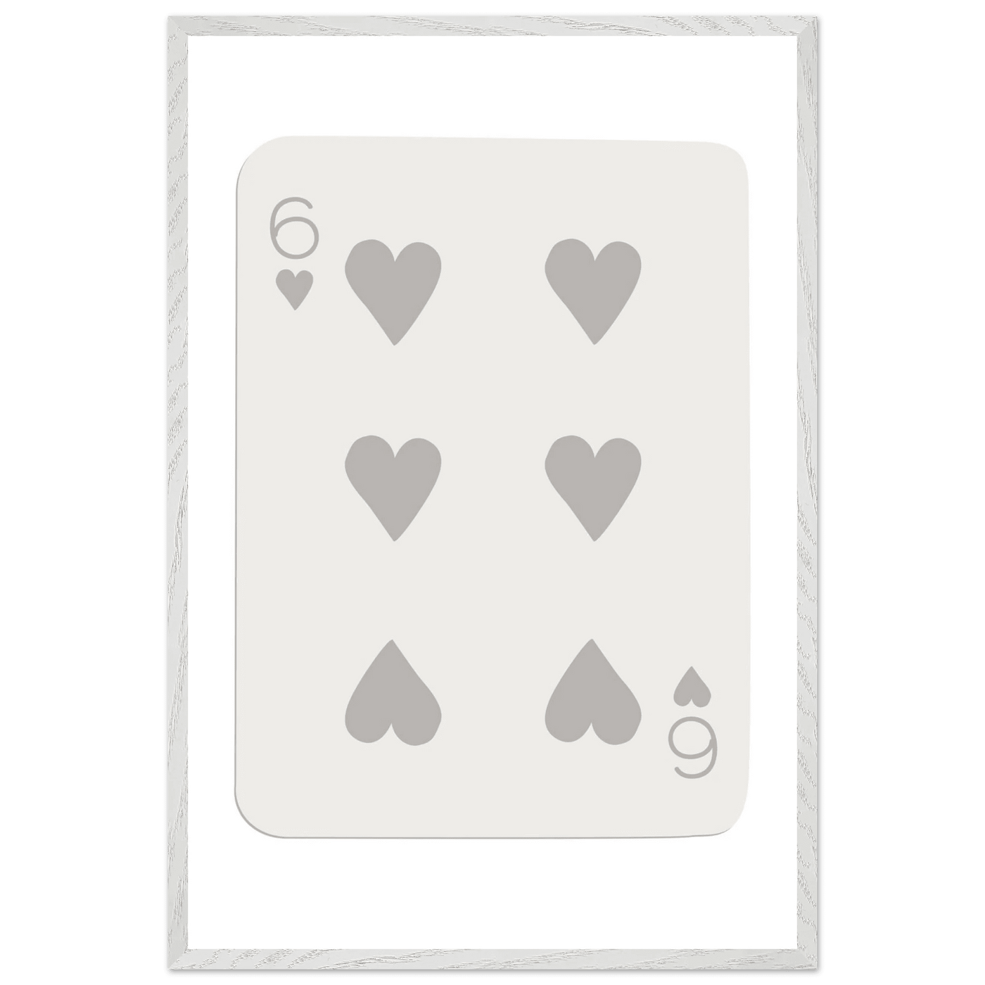 Minimalist Six of Hearts Card Print - Framed Poster Art with Eco-Friendly Wood Frame - Perfect for Modern Decor - Vibrantwalls