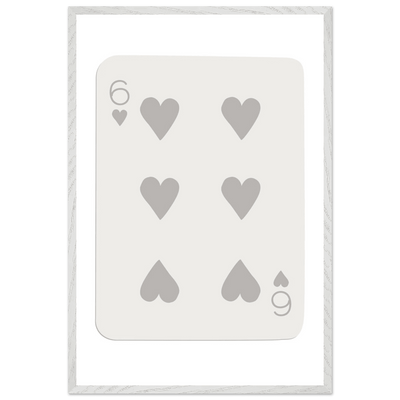 Minimalist Six of Hearts Card Print - Framed Poster Art with Eco-Friendly Wood Frame - Perfect for Modern Decor - Vibrantwalls