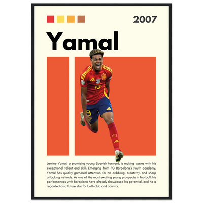 Lamine Yamal Spain Soccer Framed Football Poster A1 (59.4 x 84.1 cm) Black frame Vibrantwalls