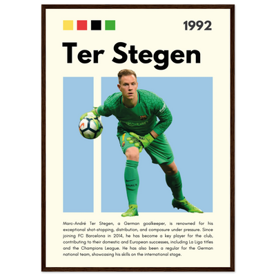 Marc-André Ter Stegen FC Barcelona Goalkeeper Framed Poster – Minimalist Football Art Print 50x70 cm 20x28″ Dark wood frame Vibrantwalls