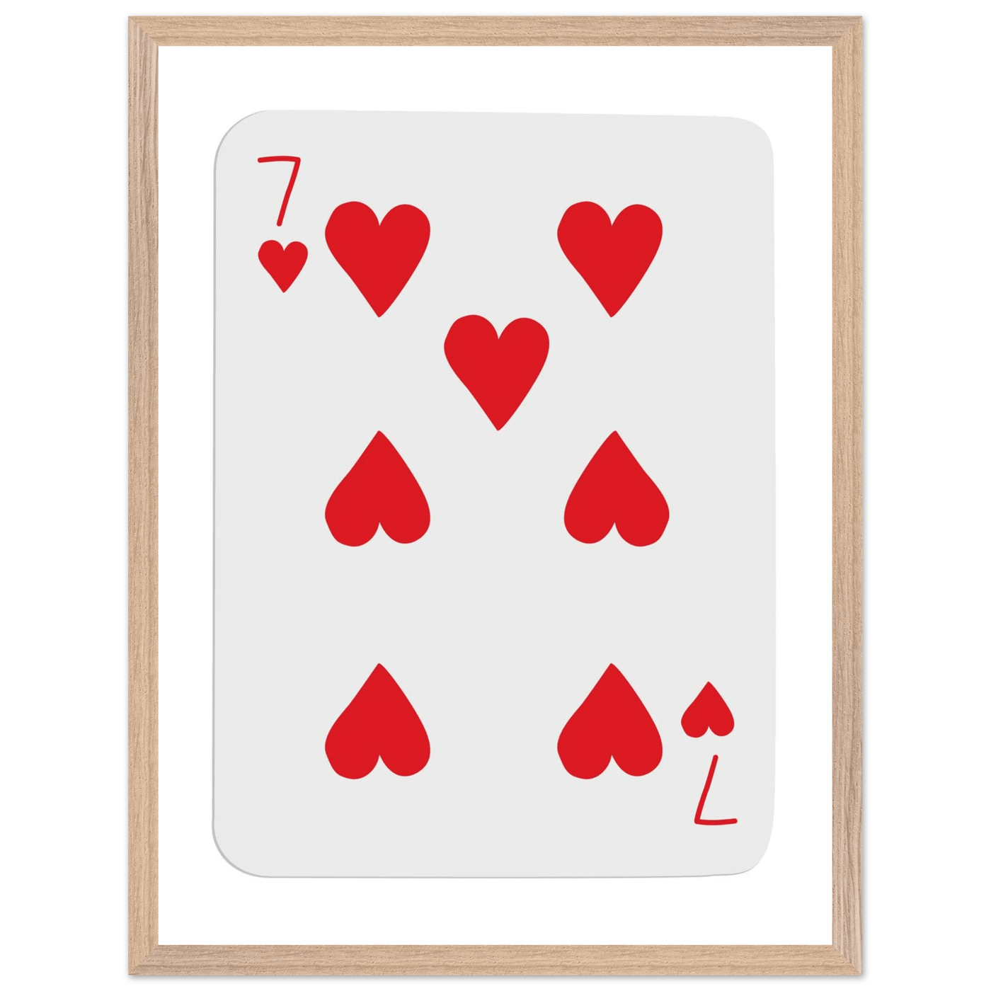 Lucky 7 of Hearts Poker Card Print - Mounted Framed Wall Art, Eco-Friendly Wood Frame & Multiple Sizes - Vibrantwalls