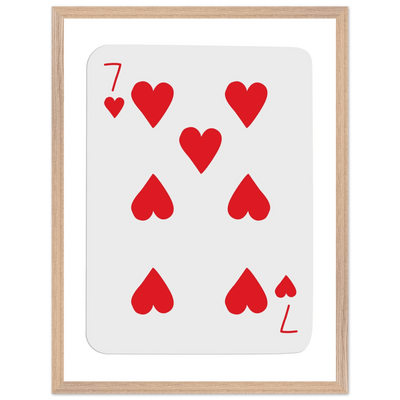 Lucky 7 of Hearts Poker Card Print - Mounted Framed Wall Art, Eco-Friendly Wood Frame & Multiple Sizes - Vibrantwalls