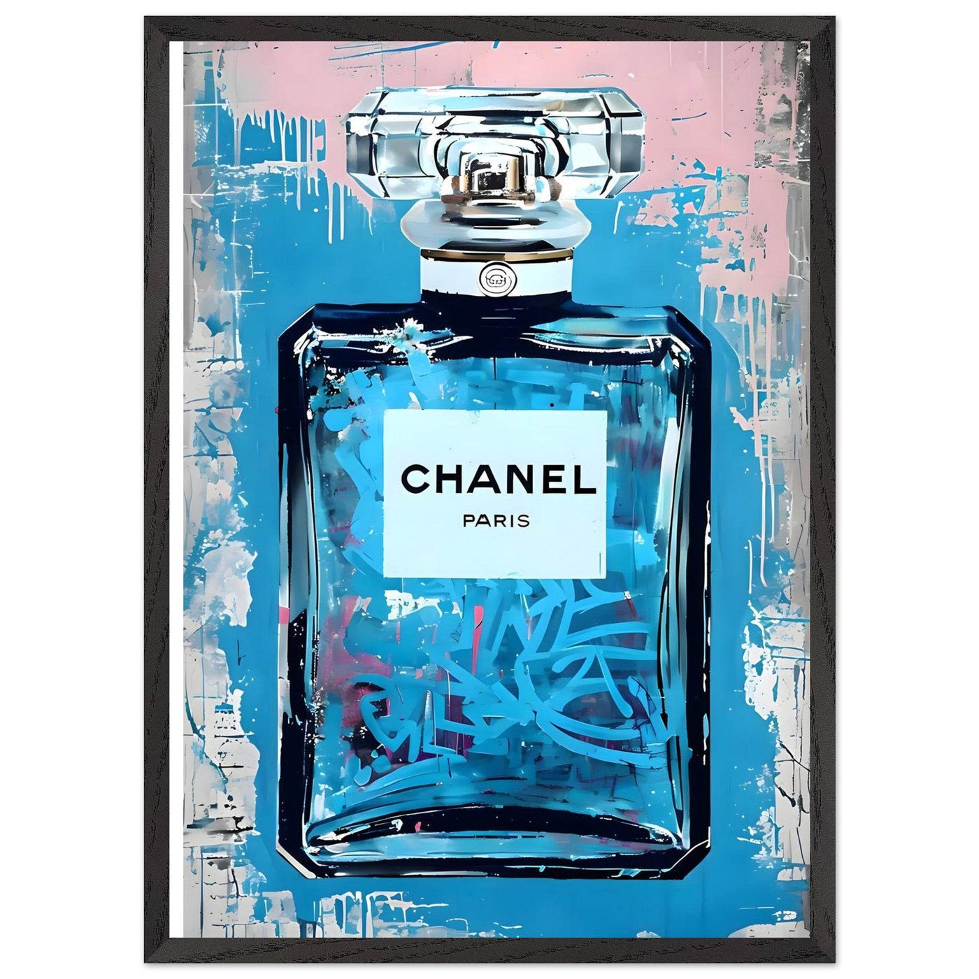 Abstract Chanel No. 5 Art Print in Mounted Frame - Iconic Glamour for Modern Decor - Vibrantwalls