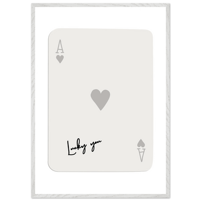 Lucky You Ace of Hearts Poker Card Print - Framed Eco-Friendly Wood Poster Art for Game Lovers - Vibrantwalls
