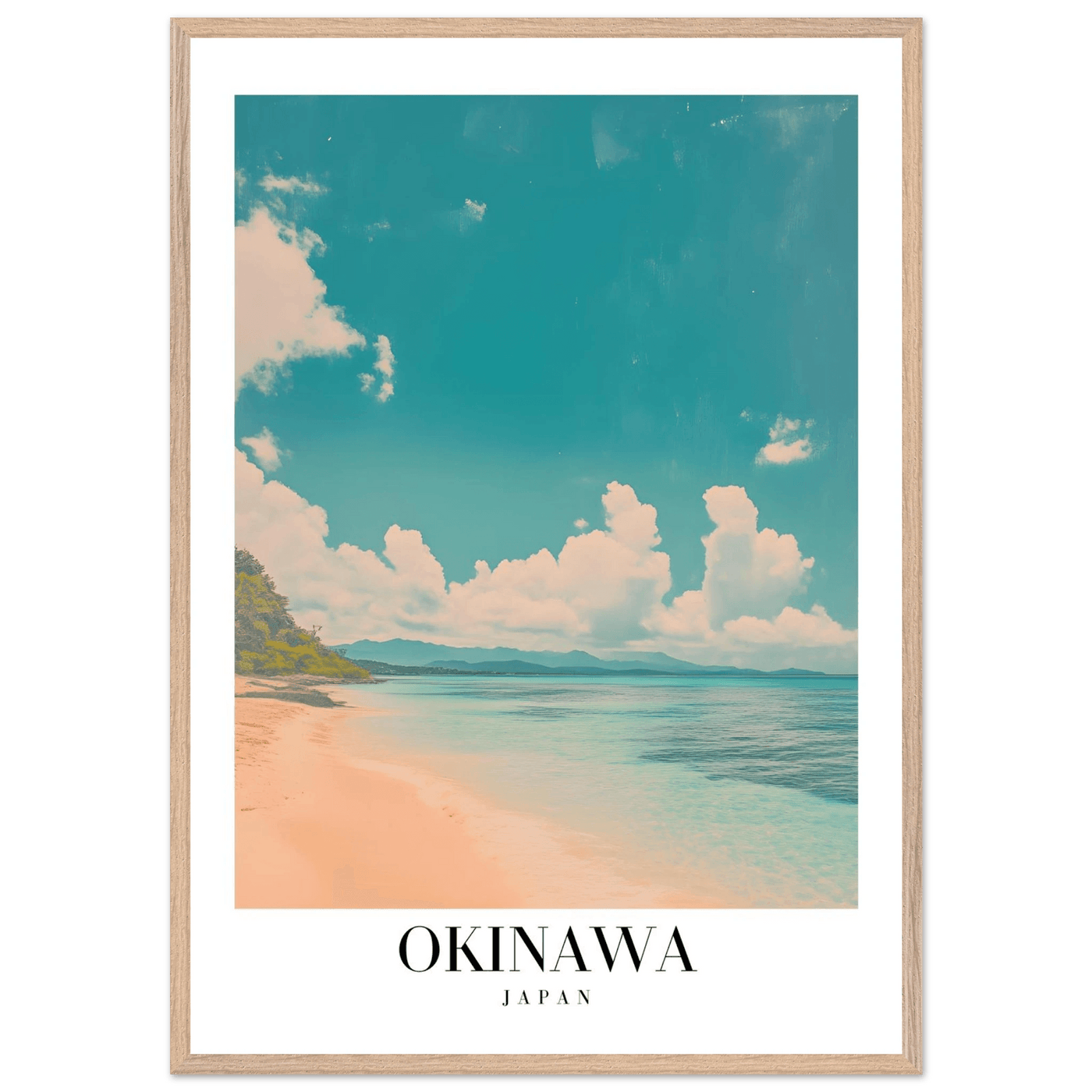 Okinawa Japan Framed Poster – Vintage Beach Travel Wall Art with Wooden Frame - Vibrantwalls