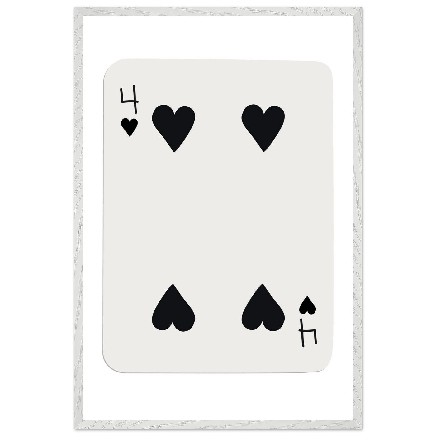 Minimalist Four of Hearts Poker Card Print - Mounted Framed Poster Art, Eco-Friendly Wood Frame - Vibrantwalls