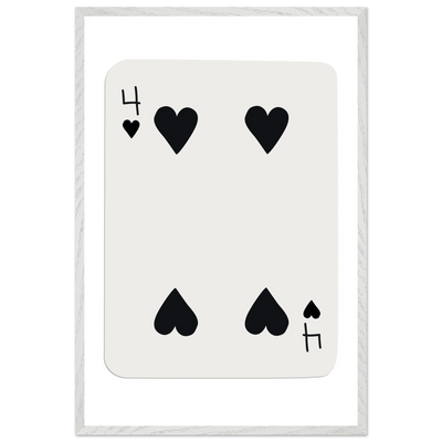 Minimalist Four of Hearts Poker Card Print - Mounted Framed Poster Art, Eco-Friendly Wood Frame - Vibrantwalls