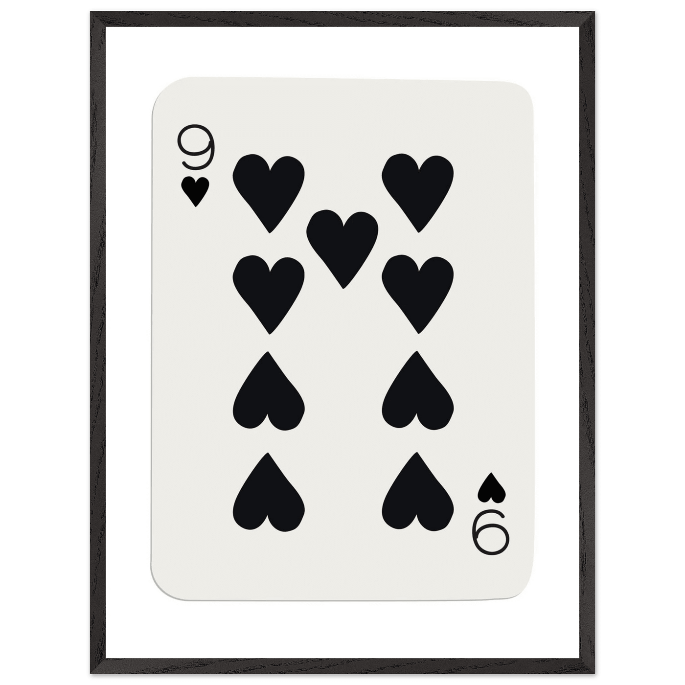 Minimalist Nine of Hearts Poker Card Print - Mounted Framed Eco-Friendly Wall Art in Various Sizes & Frame Finishes - Vibrantwalls