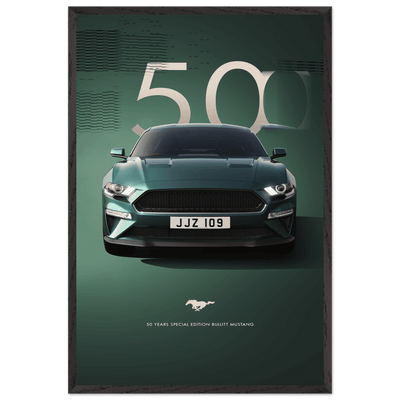 1968 Bullitt Mustang GT - 50th Anniversary Framed Poster | Iconic Dark Highland Green, Ready-to-Hang Wall Art - Vibrantwalls