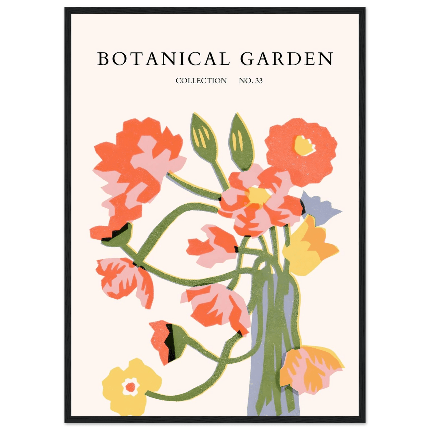 Botanical Garden Framed Poster - Abstract Floral Art Print | Warm Hues & Nature-Inspired Decor - Vibrantwalls