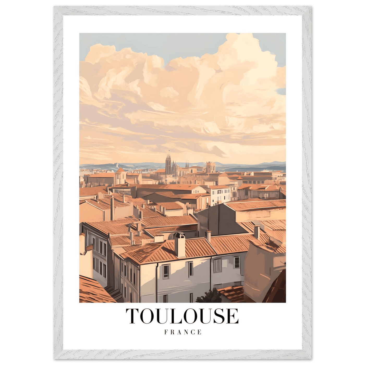 Toulouse France Framed Poster – Vintage Sunset Cityscape Wall Art with Wooden Frame - Vibrantwalls